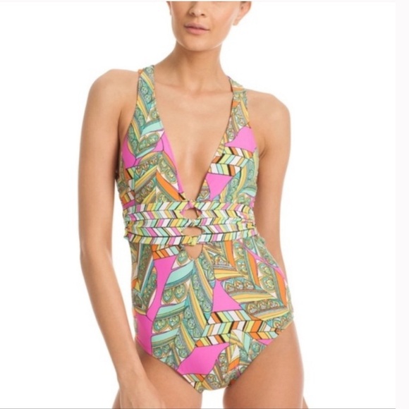 Trina Turk Tuvalu One Piece Swimsuit in Flamingo size 4 - Picture 1 of 15